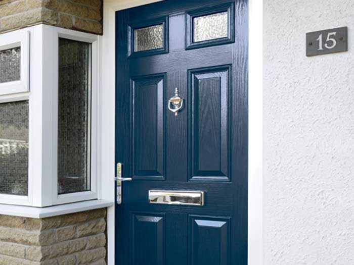 Composite front door in blue