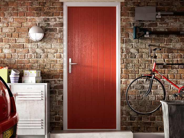 Fire safe door in red