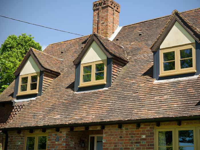 Flush sash windows in oak colour woodgrain