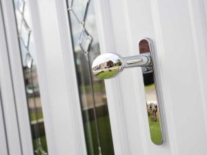 uPVC front door with chrome hardware