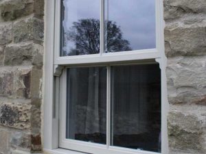 White uPVC sliding sash window