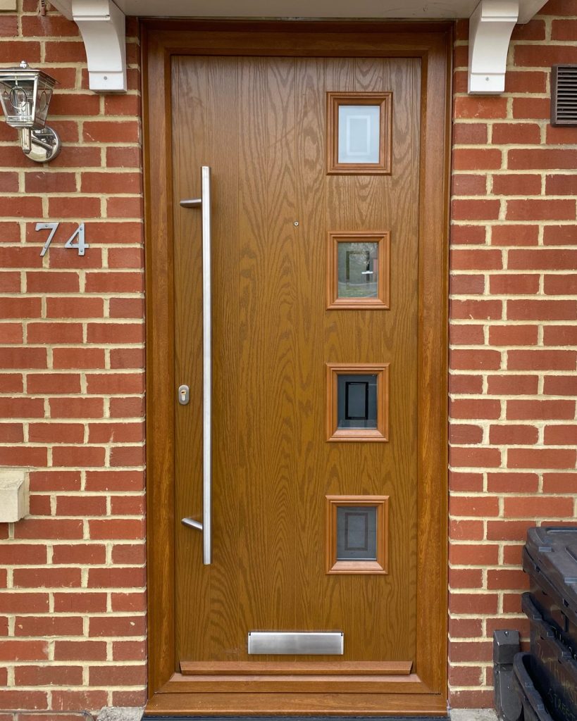 Wood effect composite door.