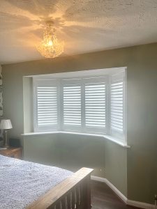 White window shutters installed in Swindon.